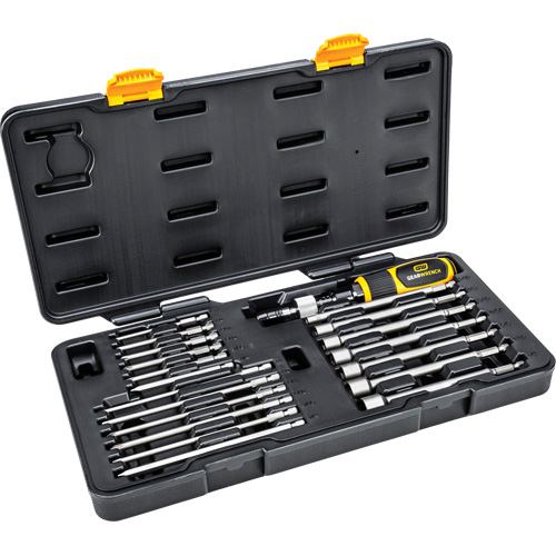 20 Pc. 1/4" Drive Torque Screwdriver Set, 10 - 50 in. lbs. Torque Range, 16" Length Equipex