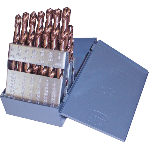 Jobber Length Drill Set, 15 Pieces, Cobalt Equipex