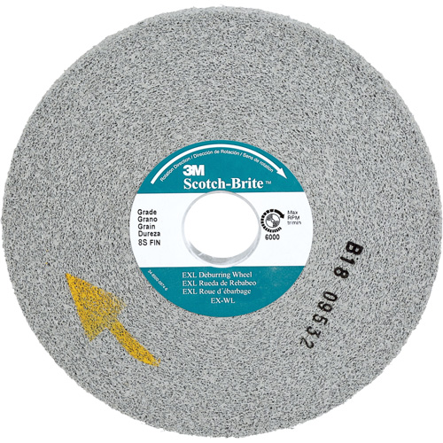 Meule d'&eacute;barbage EXL Scotch-Brite, 6" x 1/2", Arbre de 1", Oxyde d'aluminium Equipex