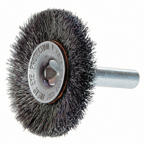 Brosses rotatives &agrave; fils cr&ecirc;p&eacute;s a/arbre 1/4", 3" dia., Fils 0,014", Arbre 1/4" Equipex