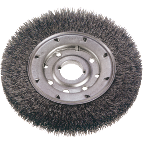 Brosses rotatives &agrave; fils cr&ecirc;p&eacute;s - Face &eacute;troite, 6" dia., Fils 0,014", Arbre 1-1/4" Equipex