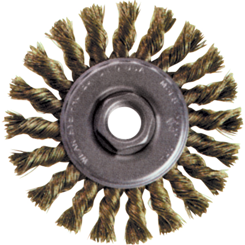 Brosse rotative &agrave; fils nou&eacute;s pour petites meuleuses haute vitesse, Dia. 5", Fils 0,02", Arbre 5/8"-11, Acier Equipex