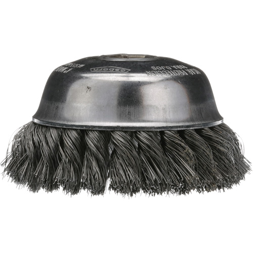 Knotted Cup Brush, 4" Dia. x 5/8"-11 Arbor Equipex