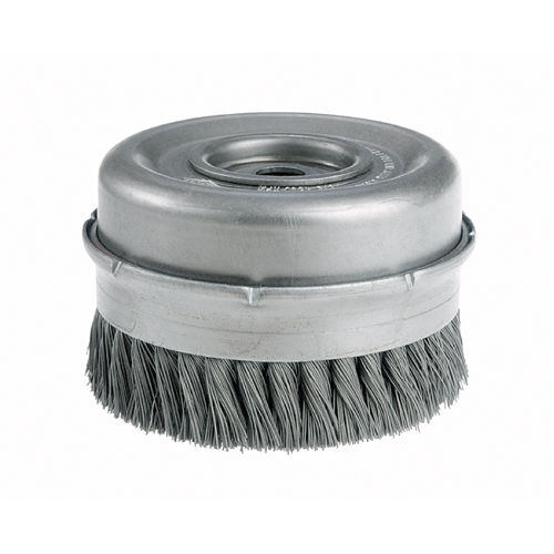 Knot Wire Cup Brushes with Bridle - Heavy-Duty, 4" Dia. x 5/8"-11 Arbor Equipex