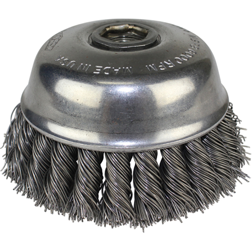 Brosses-boisseau &agrave; fils nou&eacute;s, 4" dia. x 5/8"-11 arbre Equipex