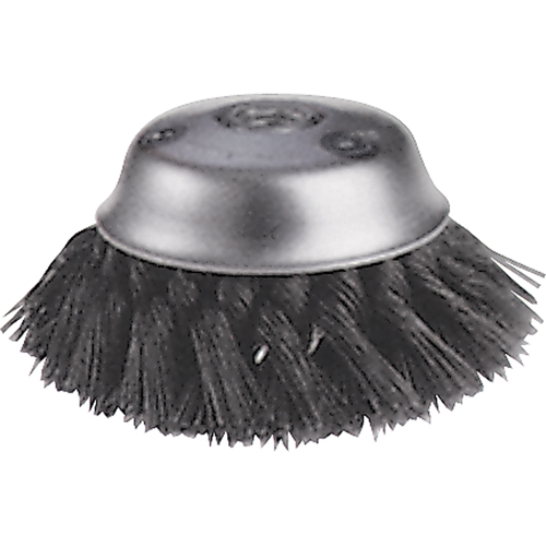 Knot Wire Cup Brushes - Stagger Row, 5-3/4" Dia. x 5/8"-11 Arbor Equipex