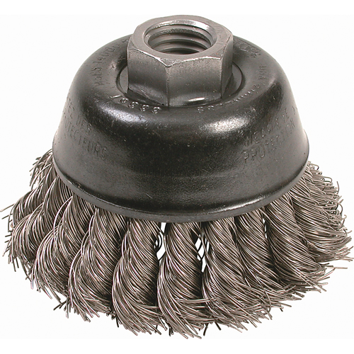 Knot Wire Cup Brushes - High Speed Small Grinder, 2-3/4" Dia. x 5/8"-11 Arbor Equipex