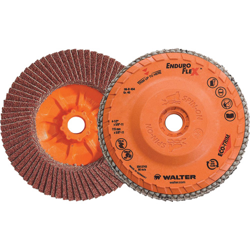 Enduro-Flex Flap Disc, 4-1/2" x 5/8"-11, Type 27, 40 Grit, Zirconia Alumina Equipex