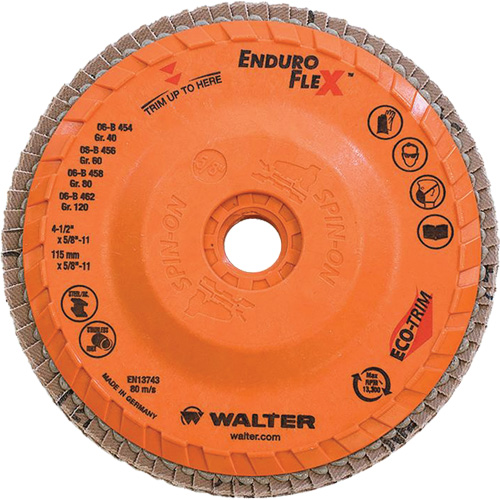 Enduro-Flex Flap Disc, 4-1/2" x 5/8"-11, Type 27, 80 Grit, Zirconia Alumina Equipex