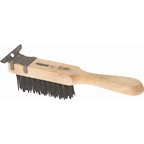 Brosses de grattage &agrave; grattoir, manche droit, Acier, 4 x 11 rangs de fils, Longueur 11-3/8" Equipex