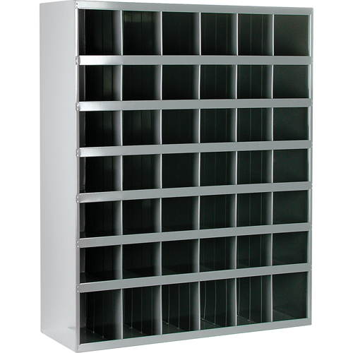 Steel Storage Bin Cabinet, 33-3/4" W x 12" D x 42" H, Grey Equipex
