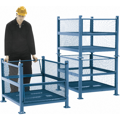 Conteneurs en m&eacute;tal grillag&eacute;, 2 panneaux repliables, Capacit&eacute; 2500 lb, 34,5" la x 40,5" p x 32,25" h Equipex
