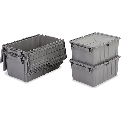 Contenants de distribution Flipak en plastique poly&eacute;thyl&egrave;ne (PE), 11,8" x 9,8" x 7,7", Gris Equipex