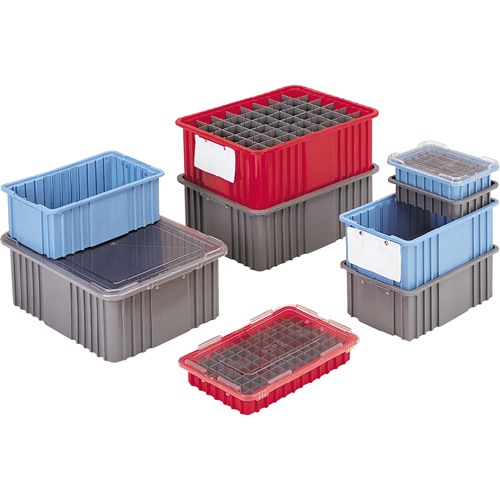 Contenants Divider Box, Poly&eacute;thyl&egrave;ne, 10,8" la x 8,3" p x 2,5" h, Gris Equipex