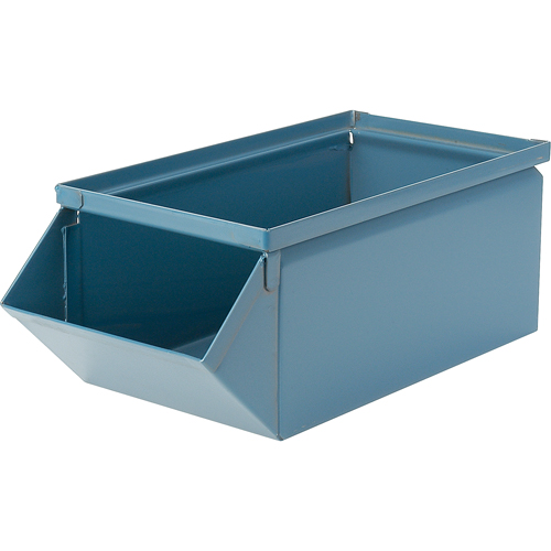 Steel Bin, 100 lbs. Cap., 7-1/2" W x 15-1/2" D x 6" H, Blue Equipex