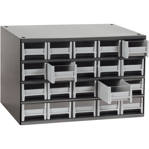 Modular Parts Cabinets, Steel, 20 Drawers, 17" x 10-9/16" x 2-1/16", Grey Equipex