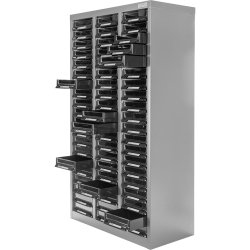 Casiers pour pi&egrave;ces KPC-300, Acier galvanis&eacute;, 60 tiroirs, 21-3/10" x 10-2/5" x 36-9/10", Gris Equipex