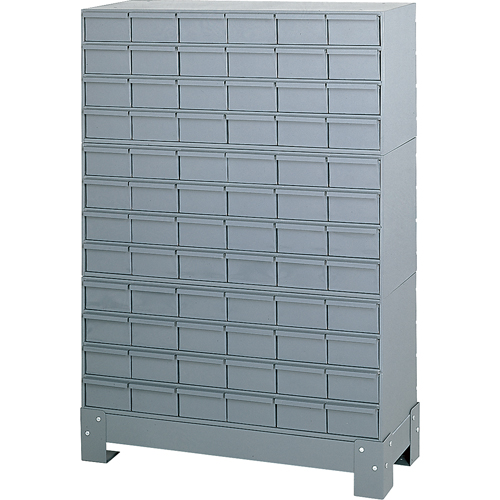 Industrial Drawer Cabinet With Base, 72 Drawers, 34-1/8" W x 12-1/4" D x 48-1/8" H, Grey Equipex