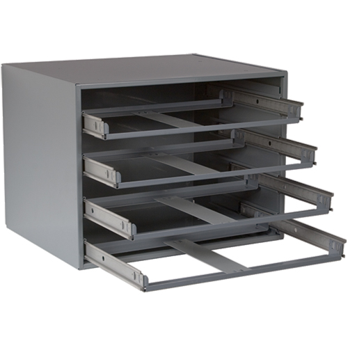Compartment Box Cabinets, Steel, 4 Slots, 20" W x 15-3/4" D x 15" H, Grey Equipex