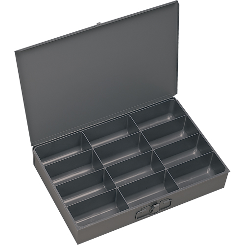 Boîtes &agrave; fond courb&eacute;, Acier, 12 compartiments, 18" la x 12" p, 3" h, Gris Equipex