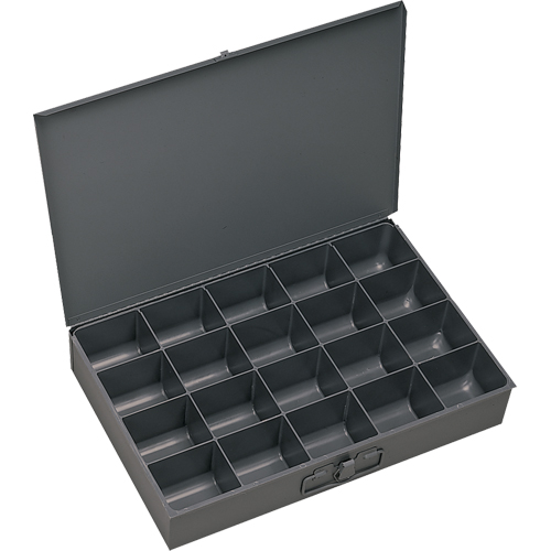 Boîtes &agrave; fond courb&eacute;, Acier, 20 compartiments, 18" la x 12" p, 3" h, Gris Equipex