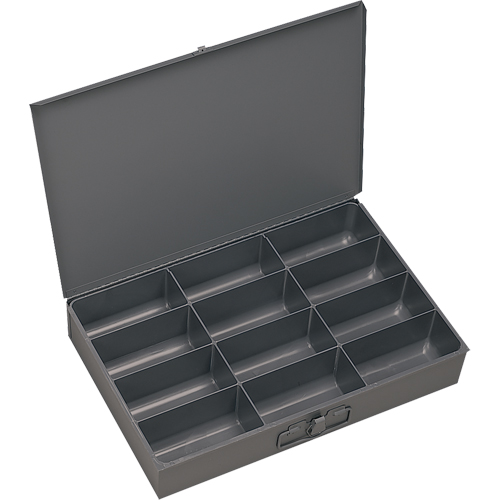 Compartment Scoop Boxes, Steel, 12 Slots, 13 3/8" W x 9-1/4" D x 2" H, Grey Equipex