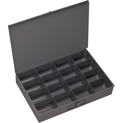 Boîtes &agrave; fond courb&eacute;, Acier, 16 compartiments, 13-3/8" la x 9-1/4" p, 2" h, Gris Equipex
