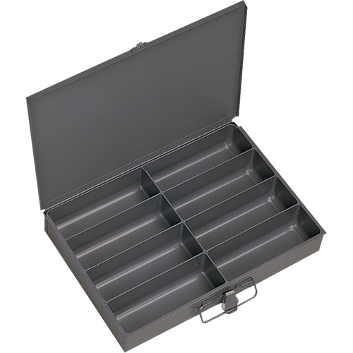 Boîtes &agrave; fond courb&eacute;, Acier, 8 compartiments, 13-3/8" la x 9-1/4" p, 2" h, Gris Equipex