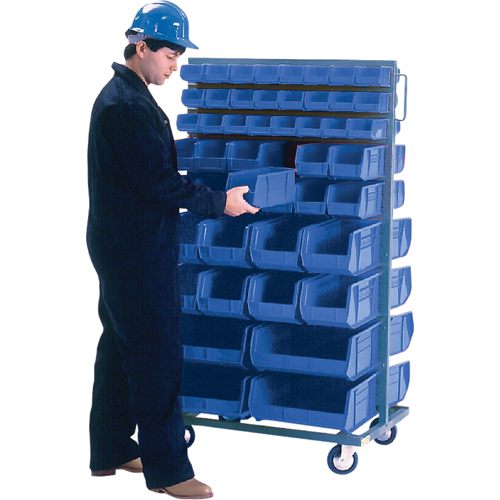 Double-Sided Mobile Bin Rack, Double-sided, 96 bins, 36" W x 24" D x 63" H Equipex
