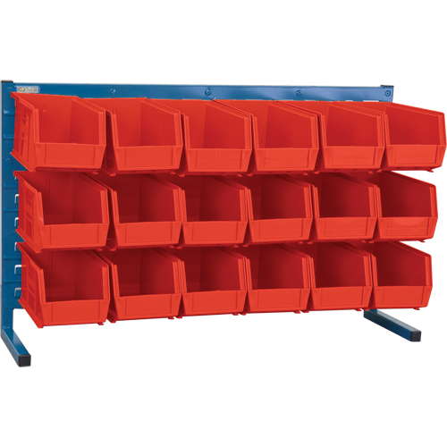 Louvered Rack with Bins, 18 Bins, 36" W x 8-1/4" D x 22" H Equipex