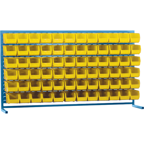 Louvered Rack with Bins, 72 Bins, 72" W x 15" D x 40" H Equipex