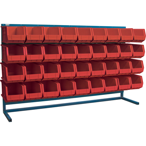Louvered Rack with Bins, 36 Bins, 72" W x 15" D x 40" H Equipex