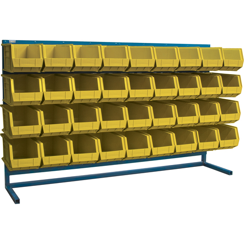 Louvered Rack with Bins, 36 Bins, 72" W x 15" D x 40" H Equipex