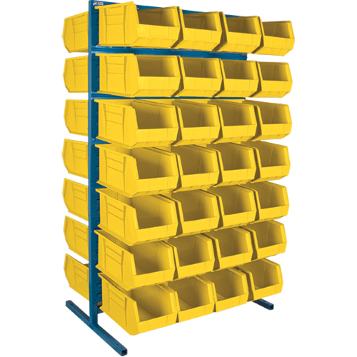 Support stationnaire deux c&ocirc;t&eacute;s pour bacs, 36" la x 24" p x 61" h, 56 bacs Equipex