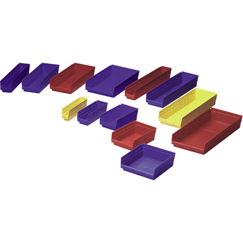 Bacs de rangement pour tablettes, 8-3/8" la x 4" H x 17-7/8" p, Bleu, Capacit&eacute; 40 lb Equipex