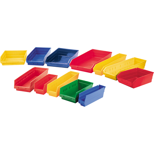 Bacs de rangement pour tablettes, 11-1/8" la x 4" H x 11-5/8" p, Jaune, Capacit&eacute; 30 lb Equipex