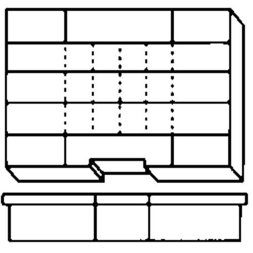 Boîte &agrave; compartiments, Plastique, 15-1/2" la x 11-3/4" p, 2-1/2" h, Gris Equipex