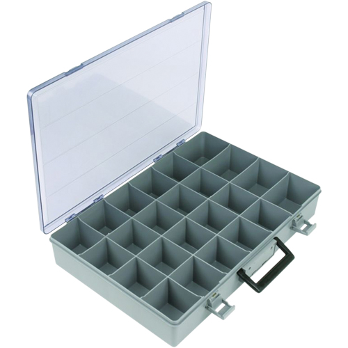 Boîte &agrave; compartiments, Plastique, 24 compartiments, 15-1/2" la x 11-3/4" p, 2-1/2" h, Gris Equipex