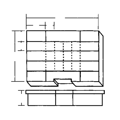 Boîte &agrave; compartiments, Plastique, 24 compartiments, 15-1/2" la x 11-3/4" p, 2-1/2" h, Gris Equipex