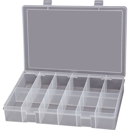 Compact Polypropylene Compartment Cases, 13-1/8" W x 9" D x 2-5/16" H, 12 Compartments Equipex