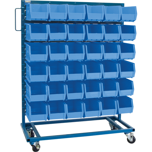 Single-Sided Mobile Bin Rack, Single-sided, 36 bins, 36" W x 16" D x 46-1/2" H Equipex