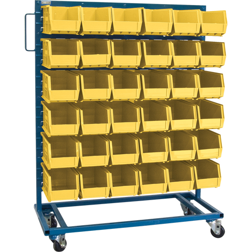 Single-Sided Mobile Bin Rack, Single-sided, 36 bins, 36" W x 16" D x 46-1/2" H Equipex