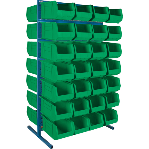 Double-Sided Stationary Bin Rack, 61" W x 56" D x 24" H, 56 Bins Equipex