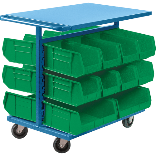 Chariot &agrave; bacs avec bacs, &agrave; deux c&ocirc;t&eacute;s, 20 bacs, 24" la x 38-1/2" p x 36-1/2" h Equipex