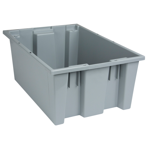 Stack & Nest Totes, 8" x 19.5" x 13.5", Grey Equipex