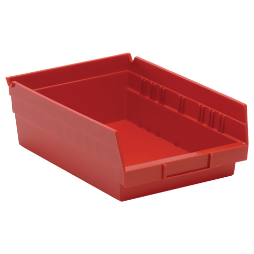 Shelf Bins, 8-3/8" W x 4" H x 11-5/8" D, Red, 30 lbs. Capacity Equipex