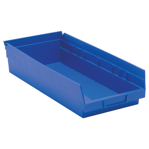 Bacs de rangement pour tablettes, 8-3/8" la x 4" H x 17-7/8" p, Bleu, Capacit&eacute; 40 lb Equipex