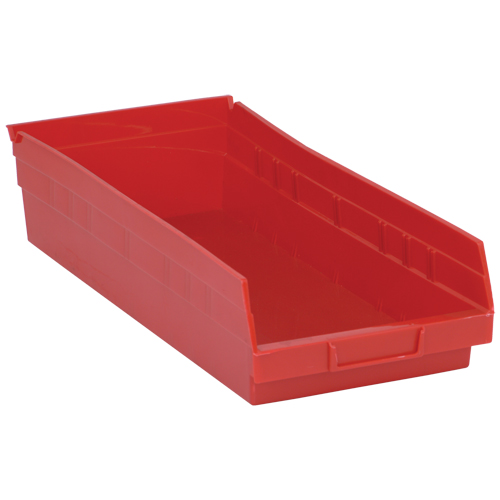 Shelf Bins, 8-3/8" W x 4" H x 17-7/8" D, Red, 40 lbs. Capacity Equipex