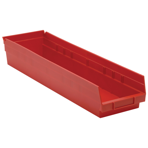 Shelf Bins, 6-5/8" W x 4" H x 23-5/8" D, Red, 50 lbs. Capacity Equipex