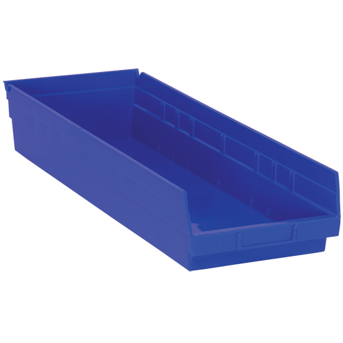 Bacs de rangement pour tablettes, 8-3/8" la x 4" H x 23-5/8" p, Bleu, Capacit&eacute; 50 lb Equipex